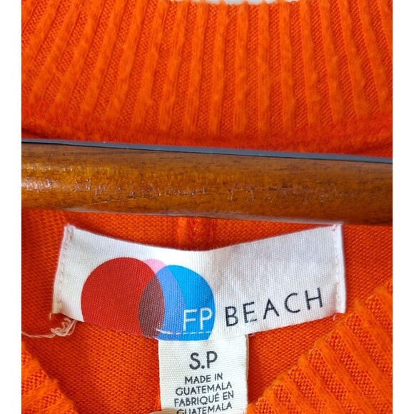 Free People Beach TGIF Orange Balloon Sleeve Pullover Sweater Soft Large L Boho - Picture 4 of 9